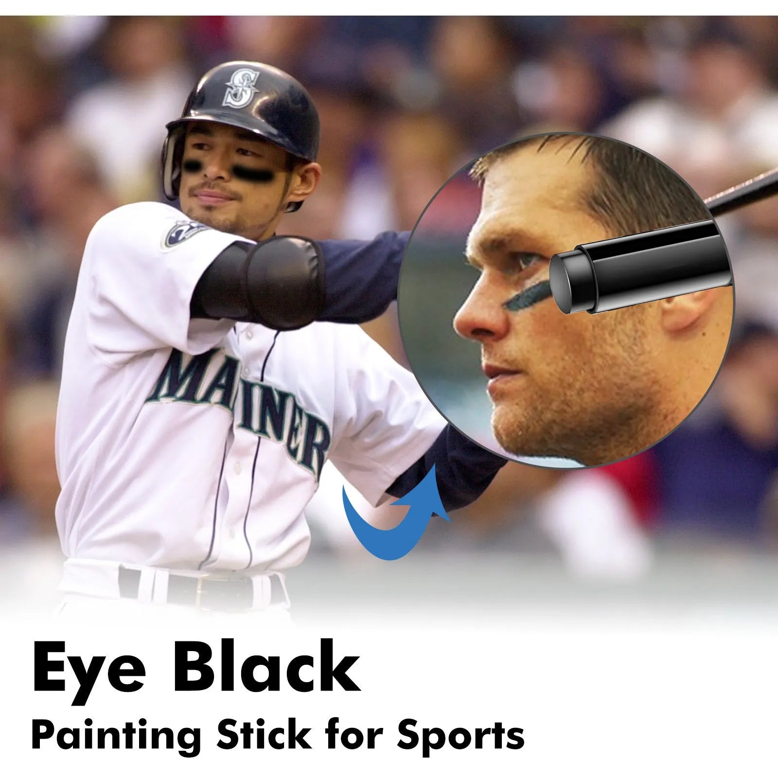 Sports eye black paint stick 15g in black for athletic marking with 8.6cm packaging
