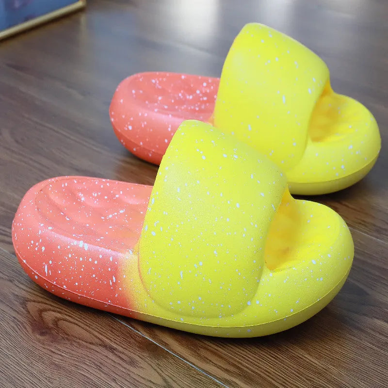 Women's mute toe ring slippers in starry sky colourway with thickened EVA sole and 5cm heel