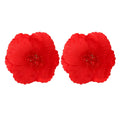 Handmade earrings exaggerated flower shape red steel needle European style women