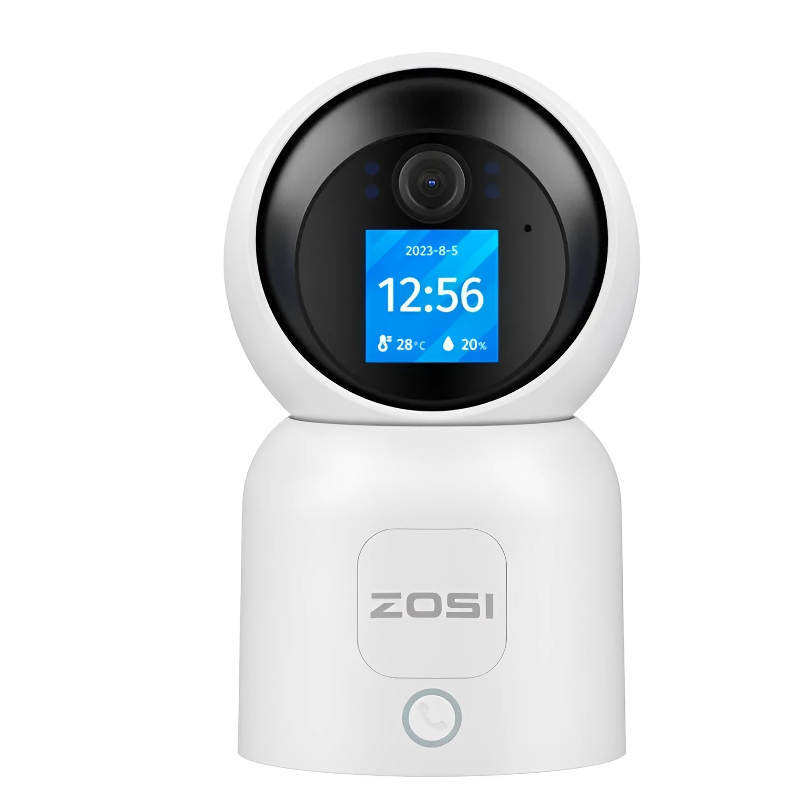 Wireless indoor security camera with plastic housing and screw bracket for mounting