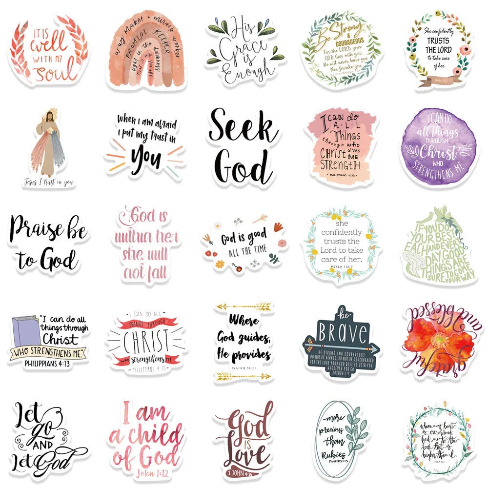 Set of 50 graffiti stickers with various random pattern designs for decorating personal items