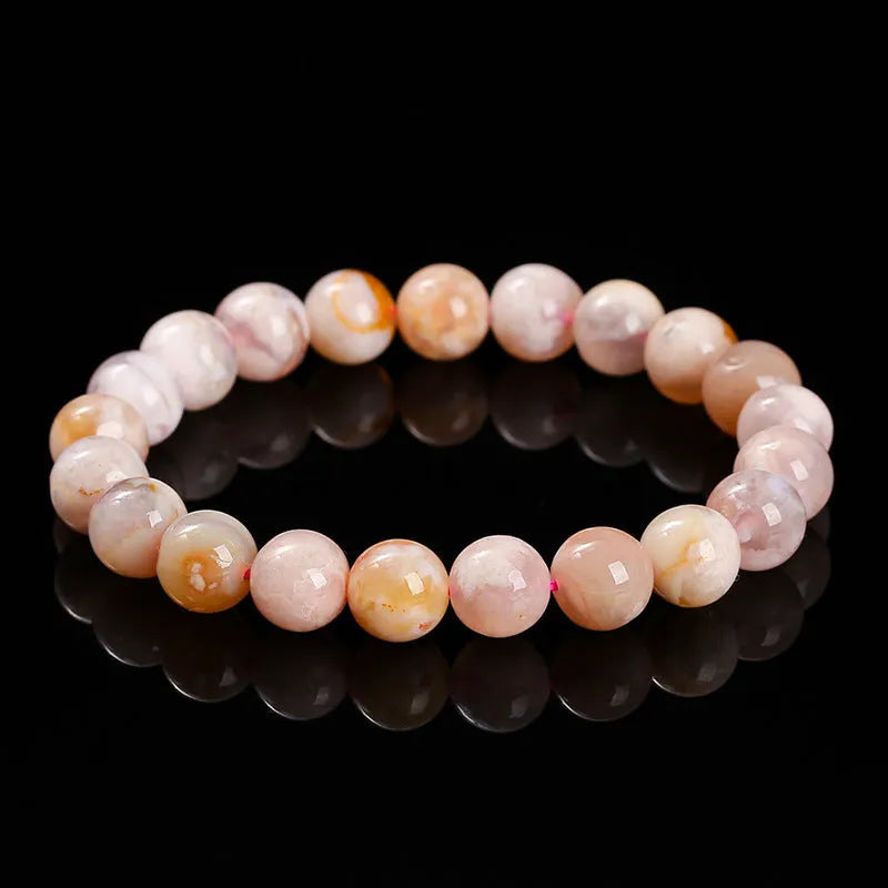 Natural cherry agate women's bracelet with geometric round beads in sweet style