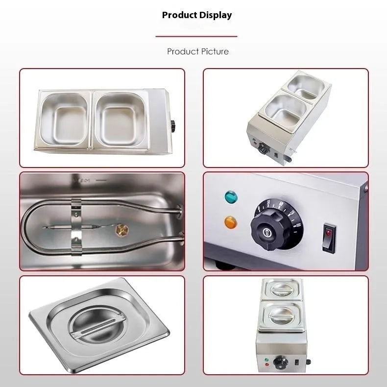 Commercial electric chocolate melting machine with double pots and temperature control display