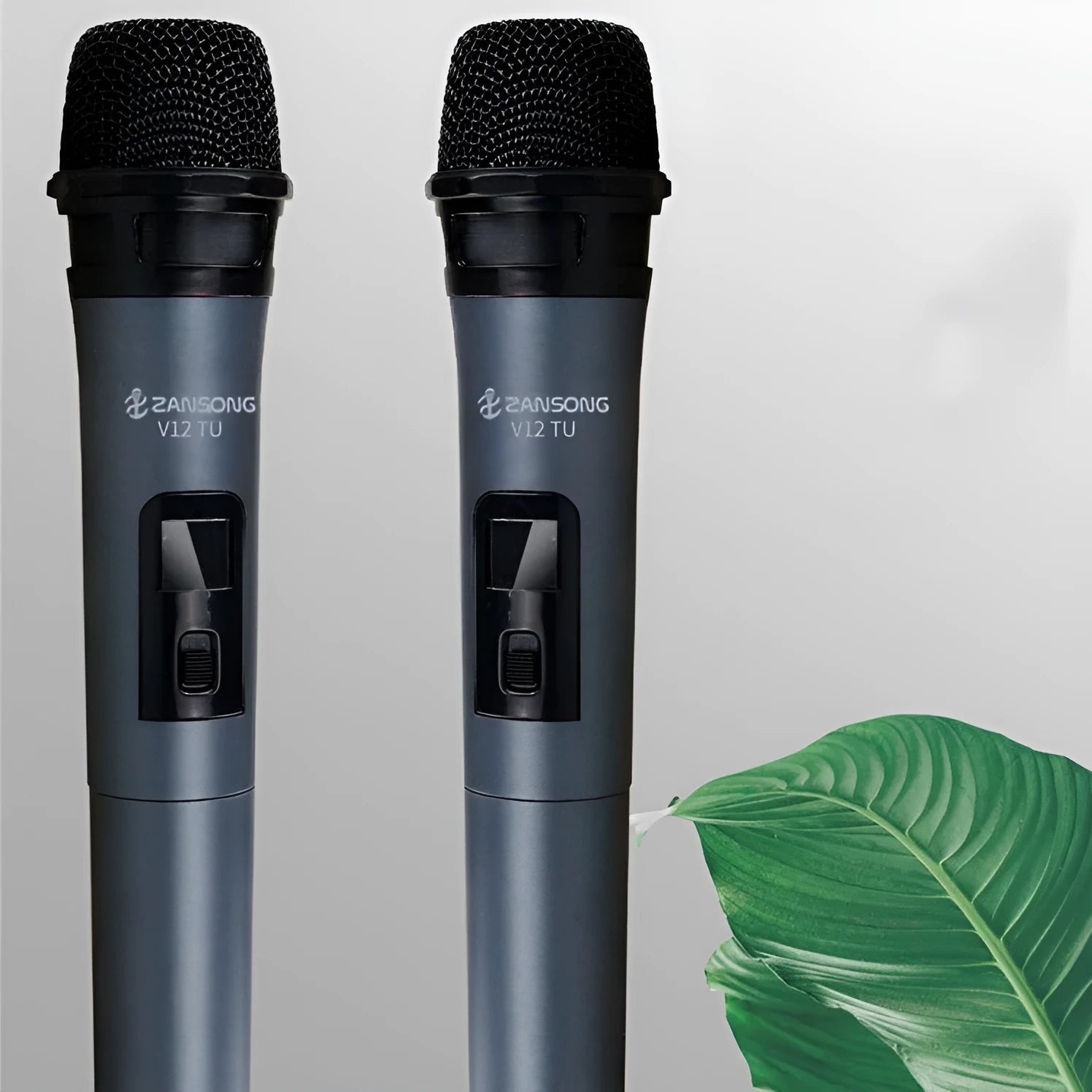 Black V12 wired dynamic handheld microphone with USB receiver and cables