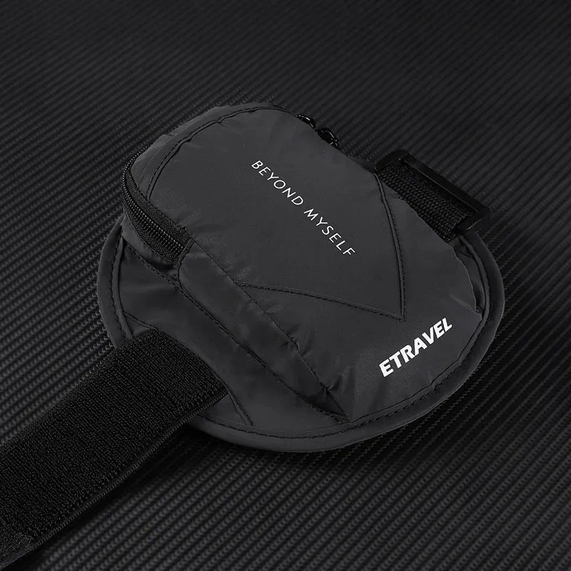 Reflective black running arm bag with adjustable strap and 7 inch smartphone capacity