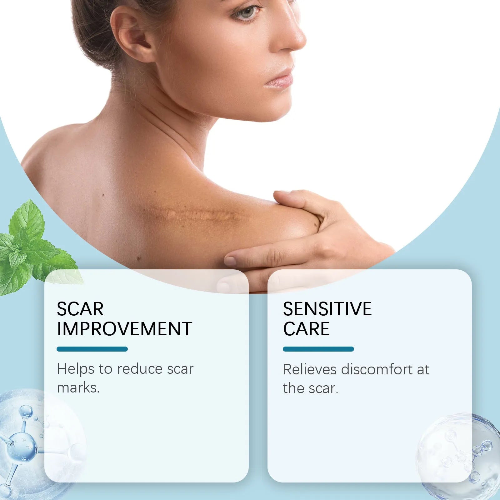 One roll of silicone scar patch with mint leaf extract gel for scar management