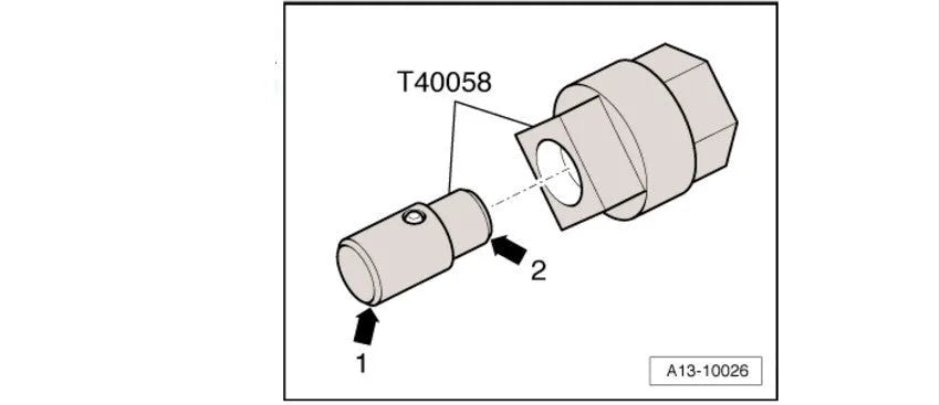 Aodi T40058 crankshaft rotating sleeve timing tool with directional arrow markings for engine timing alignment