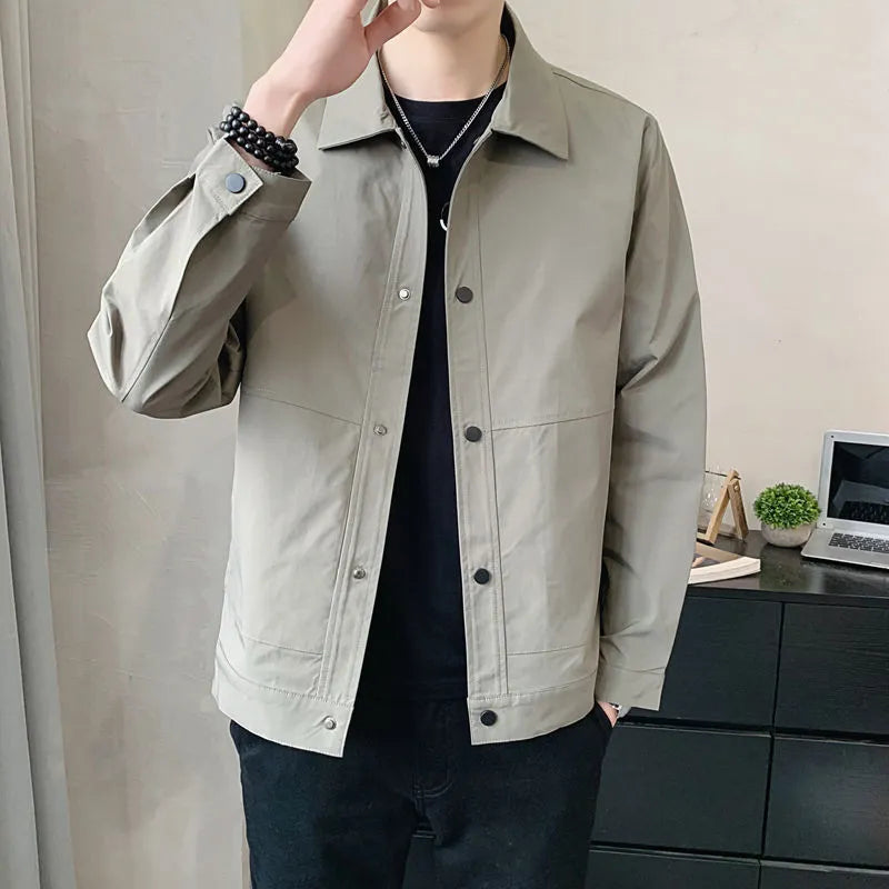 Men's single-layer lightweight jacket in Korean style, shown in a choice of colours.