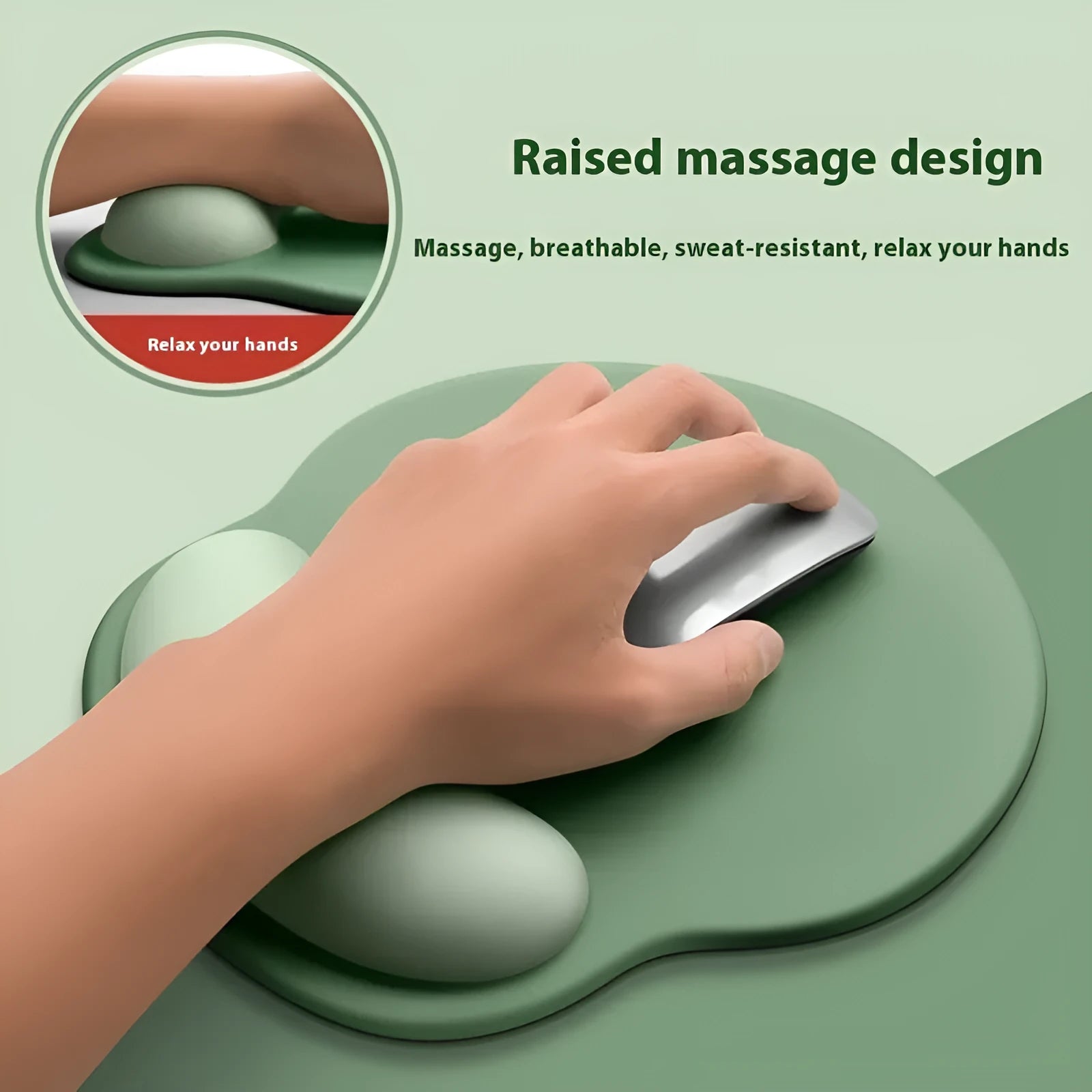 Silicone wristband mouse mat in a gradient colour on a desk