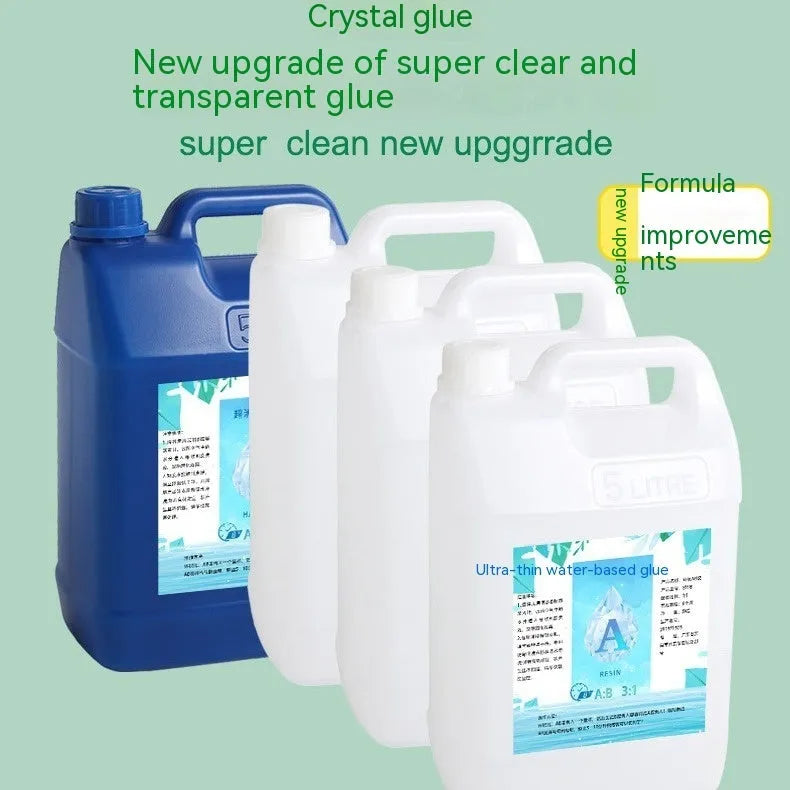 1kg bottle of crystal clear epoxy resin glue for DIY crafts, ornaments, and ashtrays.
