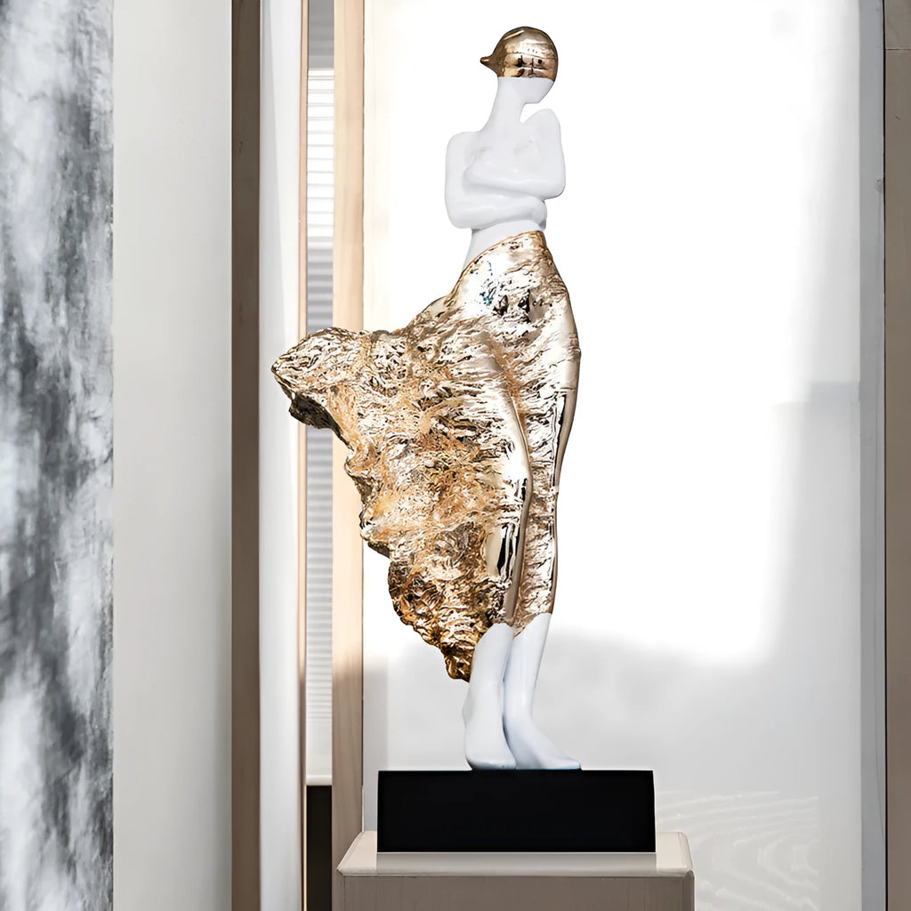 48cm resin character sculpture ornament in rose gold or silver finish