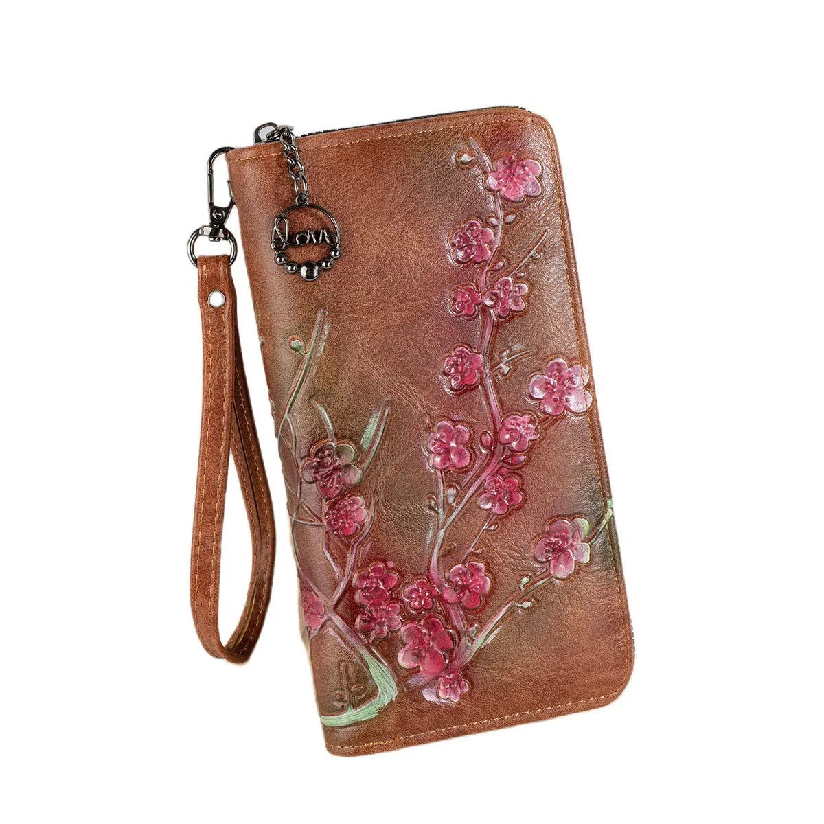 Embossed floral pattern handbag with hand-painted Chinese style elements in retro design