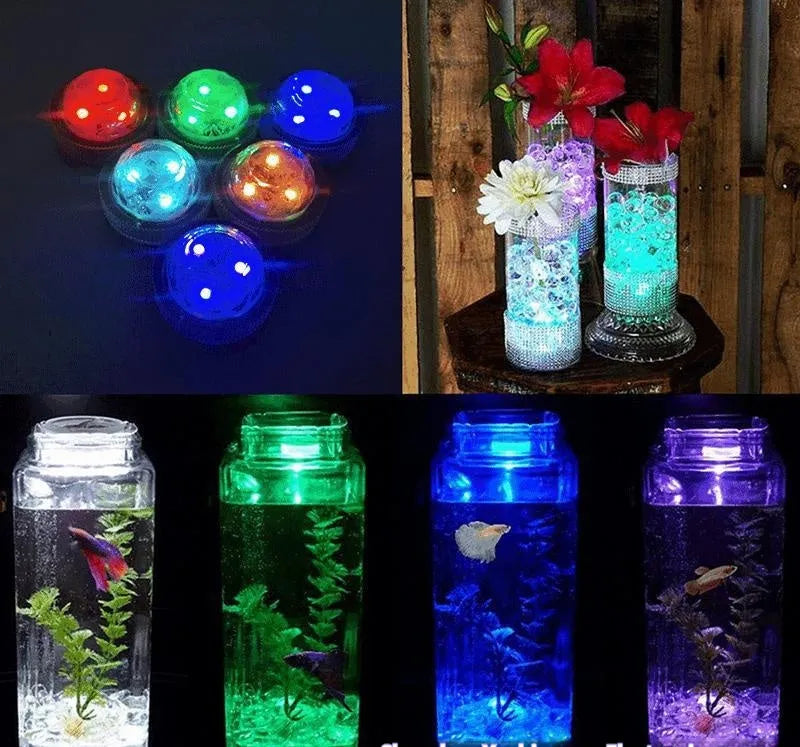 LED diamond diving light with remote control, RGB, IP65, plastic shell 3x2.5cm for vase and aquarium