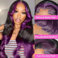Gradient purple real human hair lace front wig with 13x6 integrated cap construction