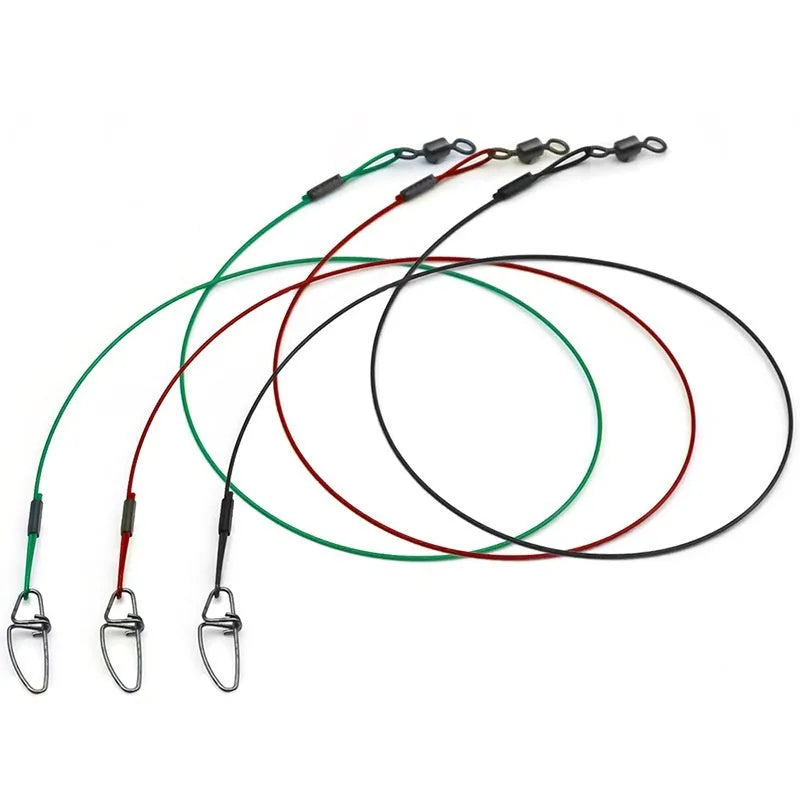 Copper-coated stainless steel fishing wire with double buckle pins in green colour