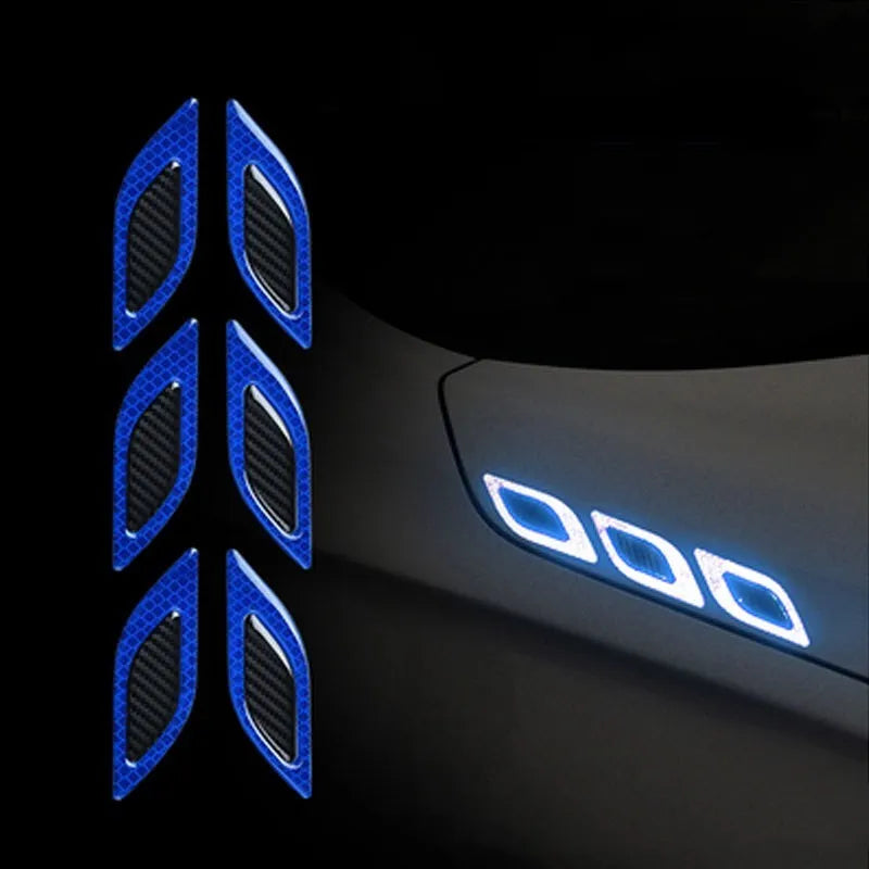 Blue reflective warning tape strips for car bumper and wheel protection measuring 17mm wide