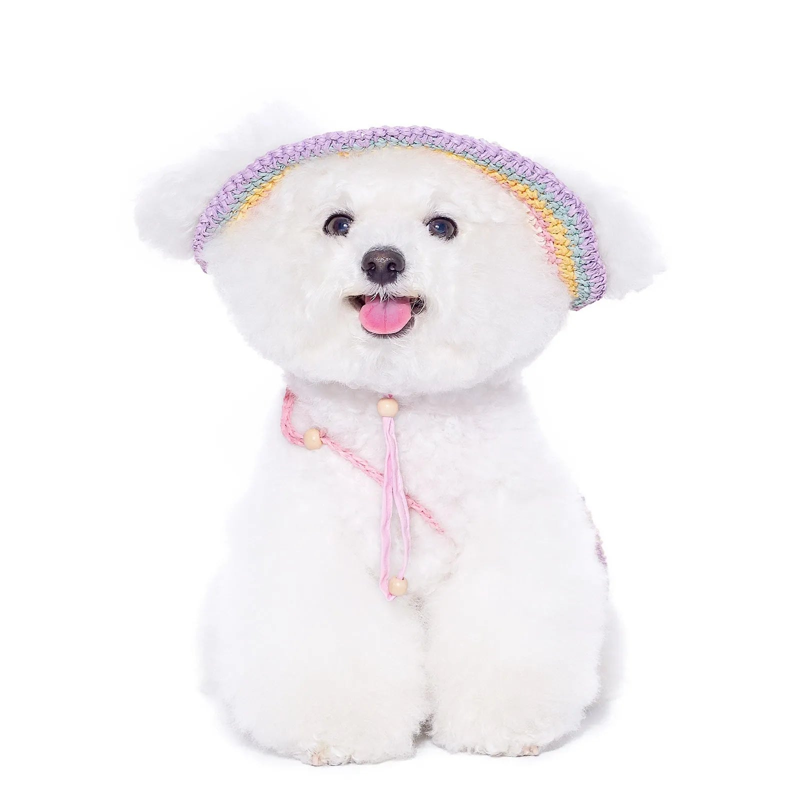 Dog woven sun hat in 100% paper casual style for small breeds summer use