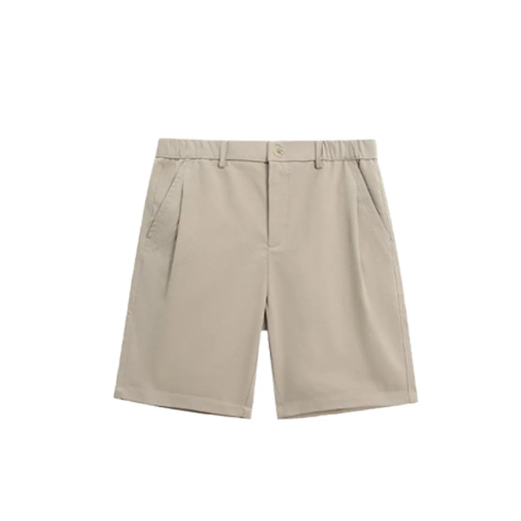 Summer business casual straight-leg trousers in micro-elastic polyester fabric, shorts length