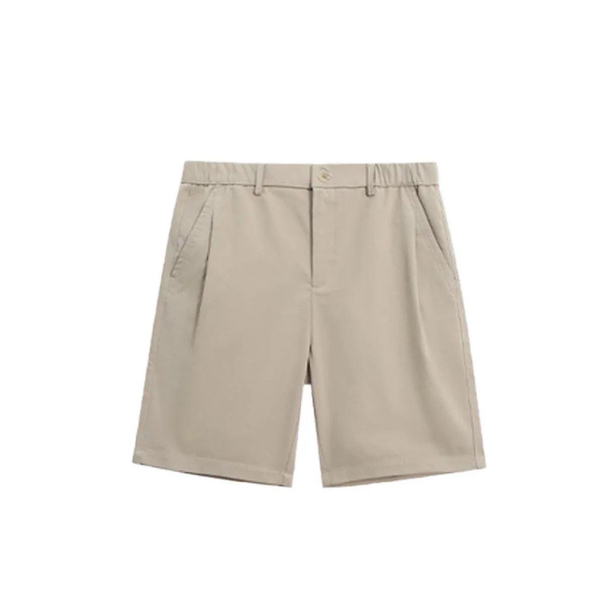 Summer business casual straight-leg trousers in micro-elastic polyester fabric, shorts length