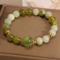 Women's bracelet in Xiuyan jade green with sweet Mori style original design
