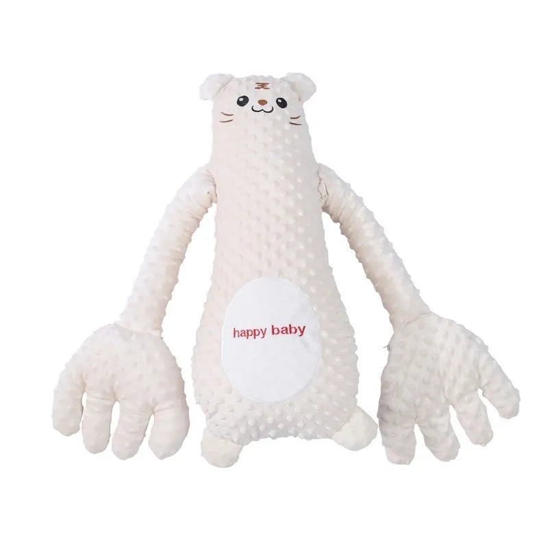 Infant exhaust pillow with remote controlled soothing hand in yellow giraffe design for baby sleep comfort
