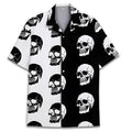 Men's Cuban collar summer shirt in digital print polyester fabric, short sleeve button-up style