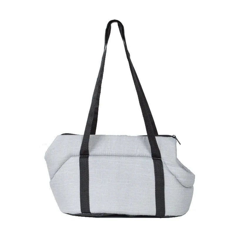 Portable mesh dog carrier bag for small pets, available in Gray and Red, with foldable design