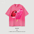 Street heavy washed short-sleeved cotton t-shirt in loose fit, shown in multiple colours.