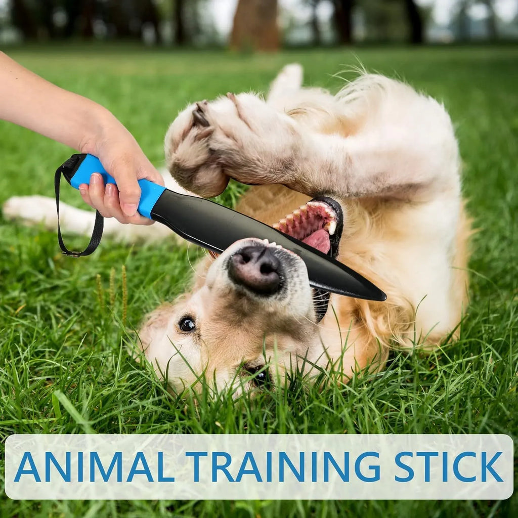 Blue-handled nylon dog break stick training tool, 35cm long, for small and medium dog bite prevention.