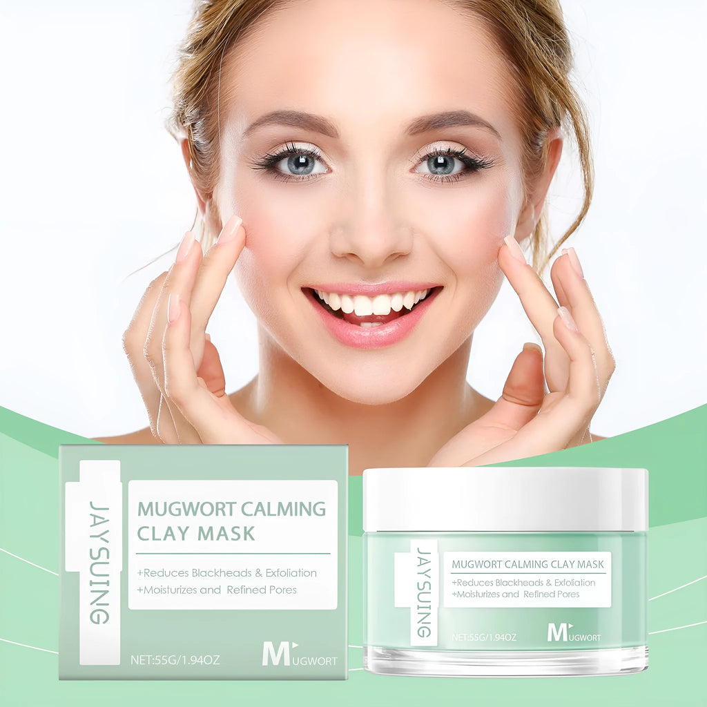 55g jar of pore cleaning bentonite clay mud mask with moxa leaf extract