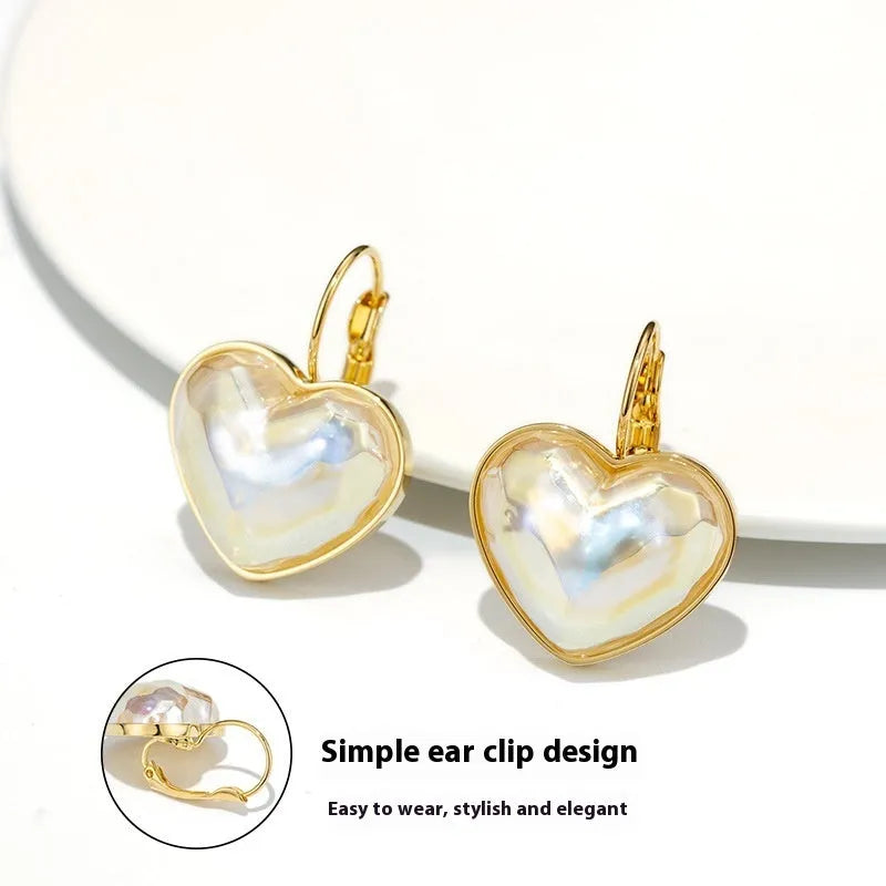Gold alloy women's ear clip with summer love design and clip-on mechanism