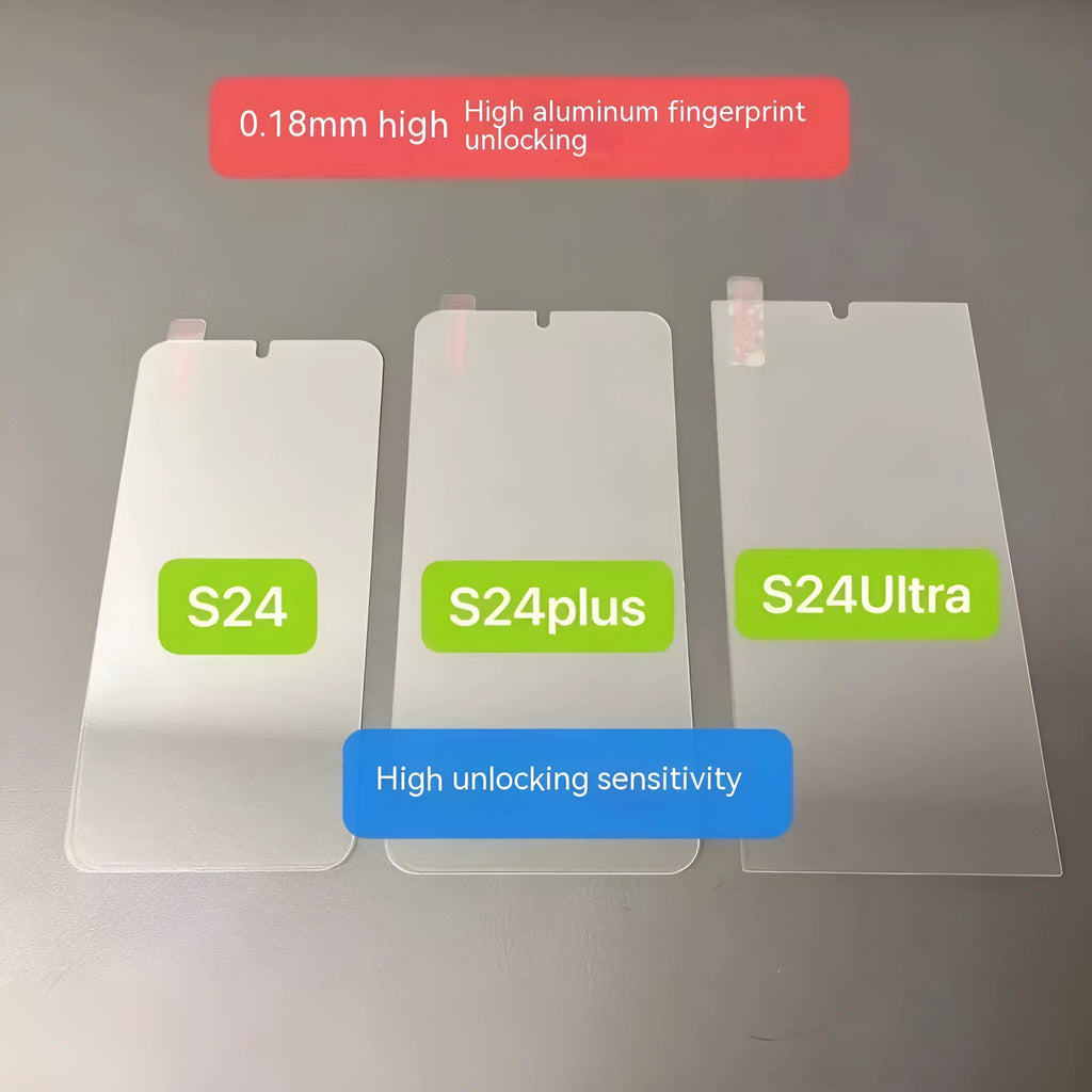 HD tempered glass screen protector for Samsung mobile phones on a display