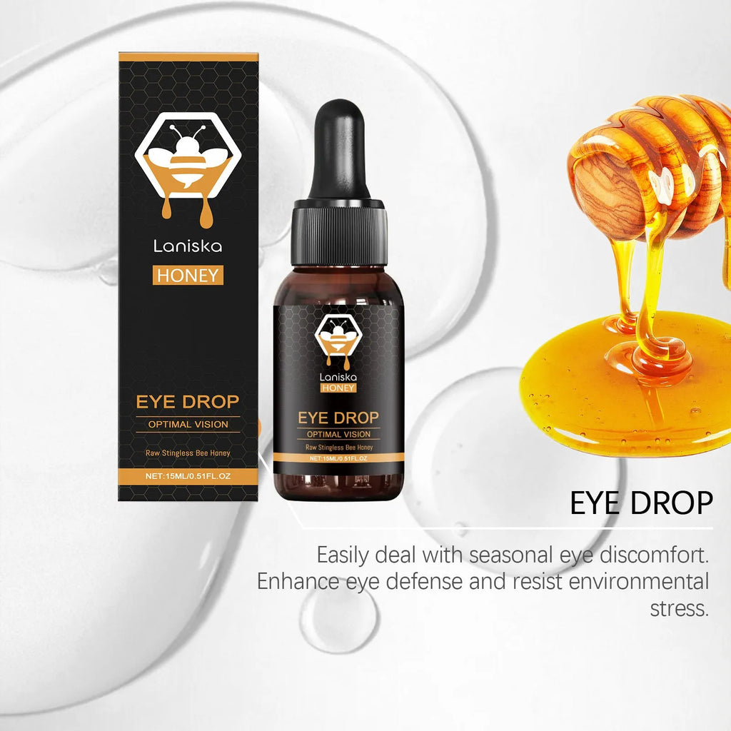 15ml bottle of honey eye drops with dropper for relieving dry eyes and fatigue