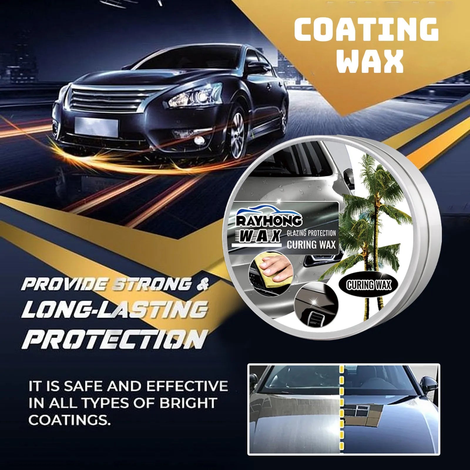 100g car coating wax pot with application sponge for paint renovation and dust protection