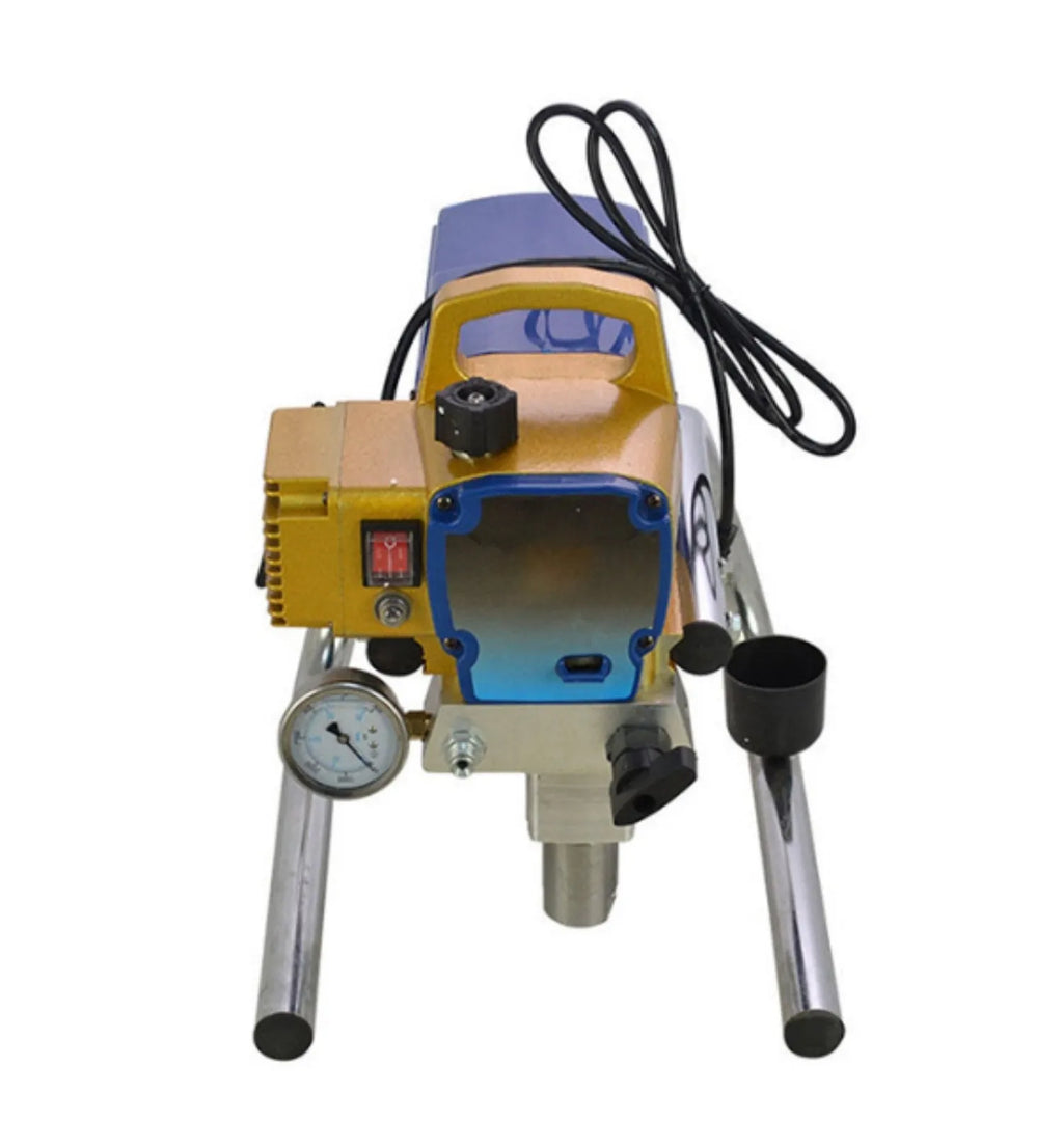 Blue portable electric airless spraying machine with spray gun and 50cm extension rod.