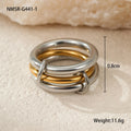 Stacked colour matching stainless steel ring with 18K gold plating and exaggerated personalised design