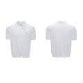 Men's slim-fit knitted polo shirt with oblique zipper collar in black colour