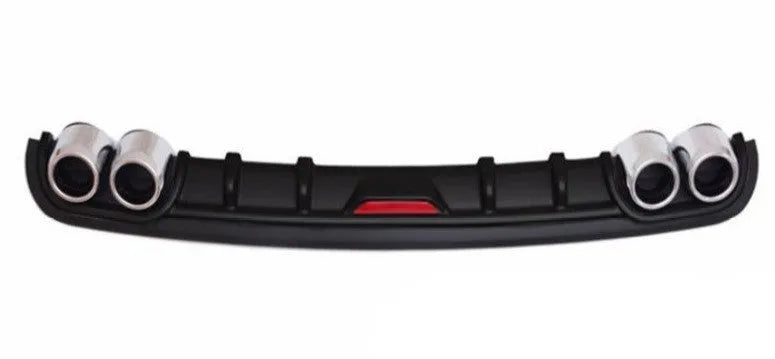 Automotive rear bumper spoiler in PP material showing 118cm and 129cm length options