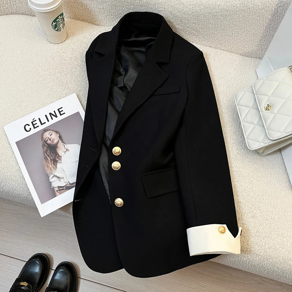 Women's Korean style loose fit coat for commuting in milky white colour