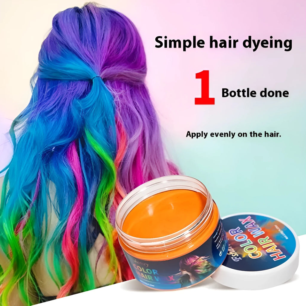 120g hair styling clay pot in one of nine colours: white, orange, red, yellow, blue, green, purple, rose red, or granny grey.