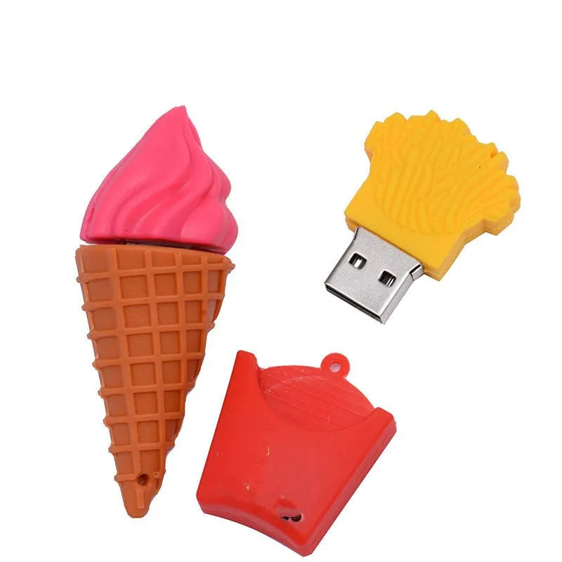 Colourful mini ice cream shaped USB flash drive on a white background.