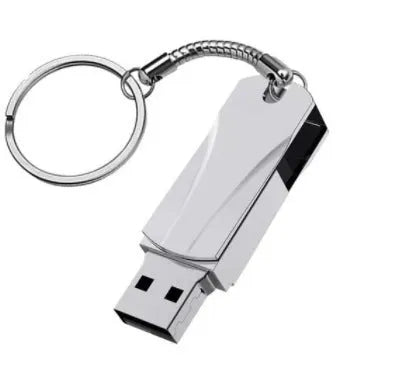 Rotating metal USB flash drive in silver, 42x15x9mm, capacities up to 16TB, with USB 3.0 interface