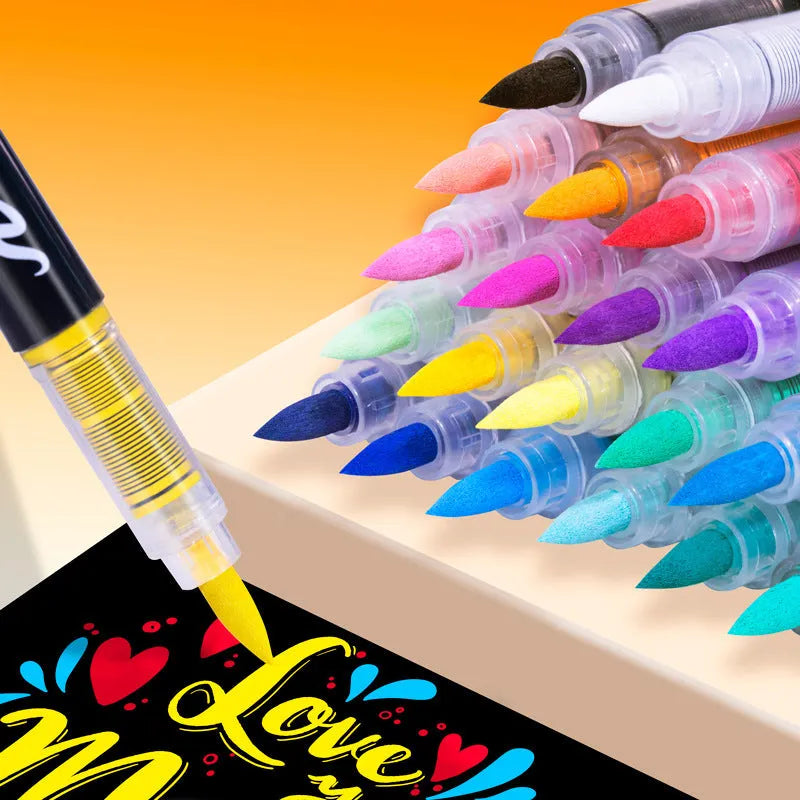 Straight liquid acrylic marker pens with soft heads in multiple colour pack options for painting