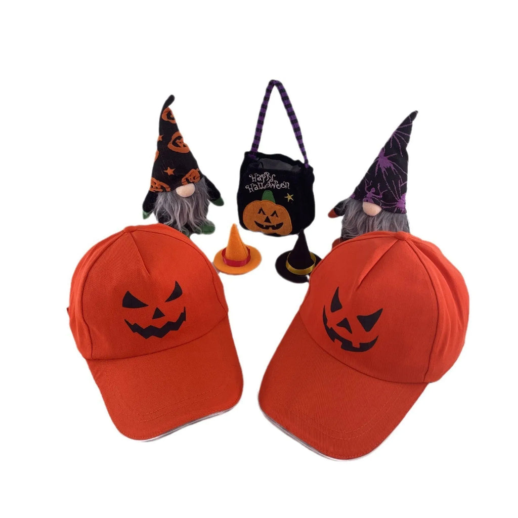 Halloween LED baseball cap with coloured lights in cloth material, free size fit