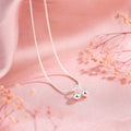 Silver cherry necklace on snake bone chain, adjustable length, Korean style jewellery for women.