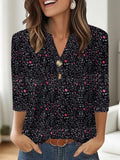 Women's loose-fit V-neck top with a 3D pattern, shown in one of its available colours.
