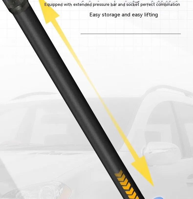 Hydraulic low-profile car jack with built-in handle for tyre changes
