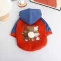 Red cotton dog jumper for small and medium breeds like Teddy, Bichon, and Corgi on a white background.