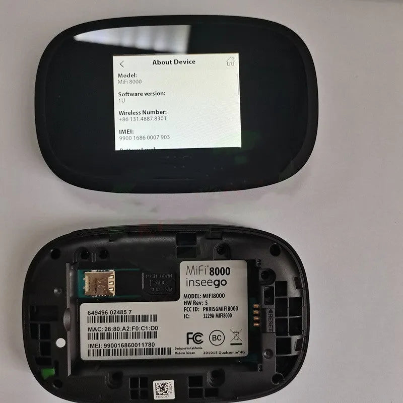 Black portable 4G WiFi router with dimensions 10x20x3cm for mobile internet access.