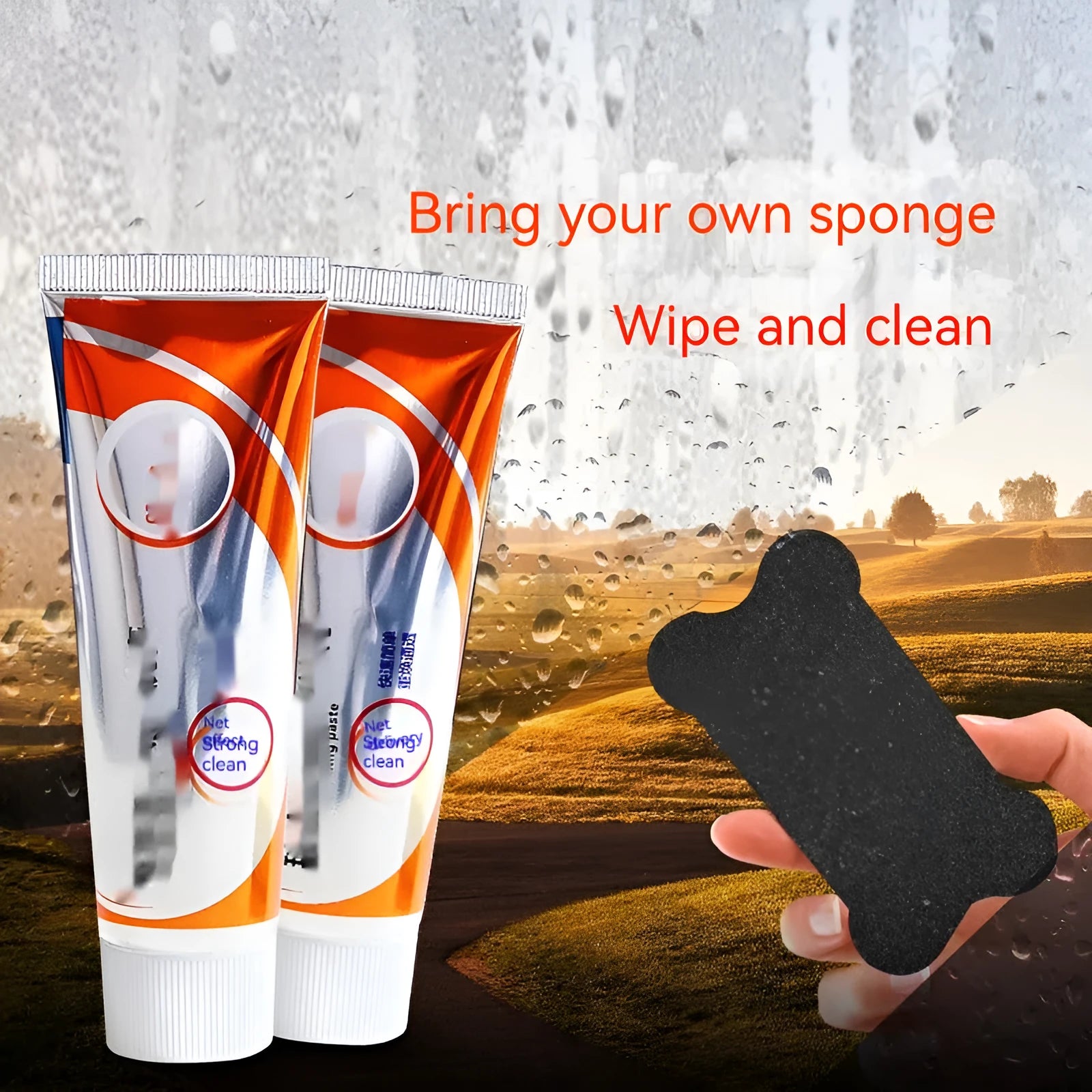 White 65ml car windshield scavenging agent cleaning paste for removing oil stains from glass.